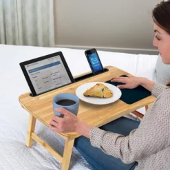 BirdRock Home Curved Lap Tray With Storage Drawer & Mouse Pad - Natural -HOMCOM Store GUEST a990b9b6 7de6 47ee b15b e3c6319ccef0