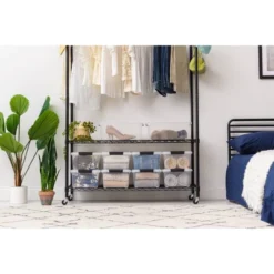 IRIS Stack And Pull Storage Bin With Lid Clear