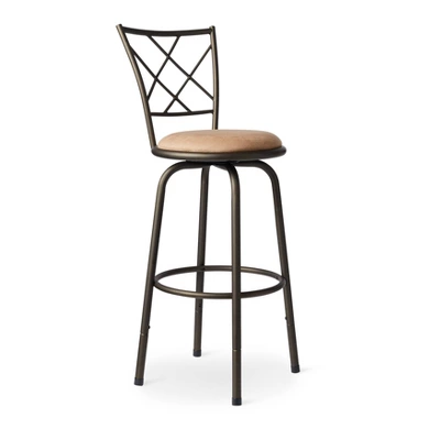 Set Of 3 Camilla Adjustable Swivel Barstool Quarter Cross Back Peat Brown - Inspire Q 3 Set Of 3 Camilla Adjustable Swivel Barstool Quarter Cross Back Peat Brown - Inspire Q