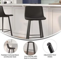 Flash Furniture Caleb Modern Armless 30 Inch Bar Height Commercial Grade Barstools With Footrests And Matte Iron Frames, Set Of 2 -HOMCOM Store GUEST aa1fba77 73db 4041 a8b2 8a7b8b81795d