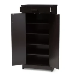 Bienna Modern And Contemporary Finished Shoe Cabinet Dark Brown - Baxton Studio