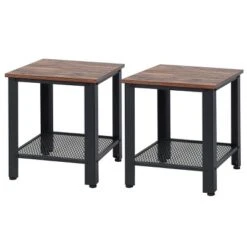 Costway 2 PCS Industrial End Table 2Tier Side Table W/Storage Shelf Sofa Black -HOMCOM Store GUEST aaa4ceab 5274 452c 8655 f84f84b00886