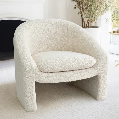 Kiki 32" Wide Contemporary Design Faux Shearling Boasting Streamlined Silhouette Armrest Accent Barrel Chair-The Pop Maison 4 Kiki 32" Wide Contemporary Design Faux Shearling Boasting Streamlined Silhouette Armrest Accent Barrel Chair-The Pop Maison - Image 2