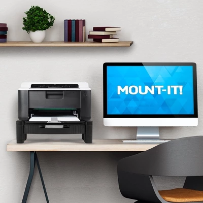 Mount-It! Monitor Riser With Drawer | Height Adjustable Monitor Stand With Sliding Three-Row Storage | Riser For Computer Screen, Printer, Or Laptop 4 Mount-It! Monitor Riser With Drawer | Height Adjustable Monitor Stand With Sliding Three-Row Storage | Riser For Computer Screen, Printer, Or Laptop - Image 2