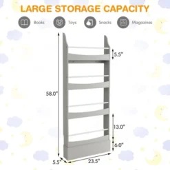 Tangkula 4-Tier Kids Bookshelf Toy Storage Bookcase Rack Wall W/ Anti-toppling Kits -HOMCOM Store GUEST ac059886 53b1 4eab b78b 01cdee2f7c10