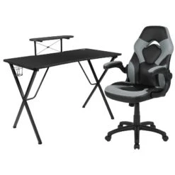 Emma And Oliver Gaming Desk & Chair Set With Cup Holder, Headphone Hook, And Monitor Stand -HOMCOM Store GUEST ae2e9b8b 9a7b 483b bd71 c390b00712b7