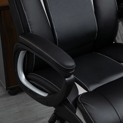 Vinsetto PU Leather Executive Office Chair With Padded Armrests, Adjustable Height Computer Desk Chair With Swivel Wheels, Rocking Feature, Black 6 Vinsetto PU Leather Executive Office Chair With Padded Armrests, Adjustable Height Computer Desk Chair With Swivel Wheels, Rocking Feature, Black - Image 4