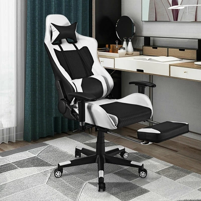 Costway Massage Gaming Chair Reclining Racing Office Computer Chair With Footrest White 5 Costway Massage Gaming Chair Reclining Racing Office Computer Chair With Footrest White - Image 3