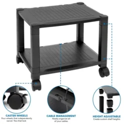 Mount-It! Under Desk Printer Stand With Wheels | Height Adjustable With 4 Swivel Wheels, Cable Management, Low Rolling, Mobile Printer Cart | 2 Tier -HOMCOM Store GUEST af6ccb07 63a6 4efd a360 2a89cf36b873