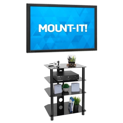 Mount-It! AV Component Media Stand, Audio Tower And Media Center With 4 Tempered Glass Shelves, 88 Lbs. Capacity, Black Silk 8 Mount-It! AV Component Media Stand, Audio Tower And Media Center With 4 Tempered Glass Shelves, 88 Lbs. Capacity, Black Silk - Image 6