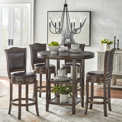 42" 5pc Adam Round Pub Dining Set Brown - Buylateral 3 42" 5pc Adam Round Pub Dining Set Brown - Buylateral