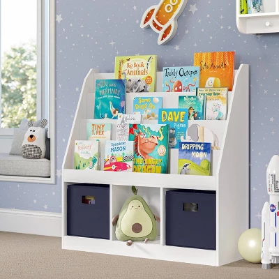 Kids' Bookrack With 3 Cubbies And 2 Bins - RiverRidge Home 3 Kids' Bookrack With 3 Cubbies And 2 Bins - RiverRidge Home