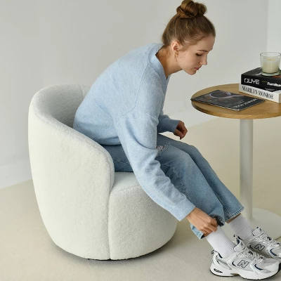 Set Of 2 Fannie 25.60'' Wide Small Size Boucle Upholstered 360° Swivel Barrel Chair-The Pop Maison 6 Set Of 2 Fannie 25.60'' Wide Small Size Boucle Upholstered 360° Swivel Barrel Chair-The Pop Maison - Image 4