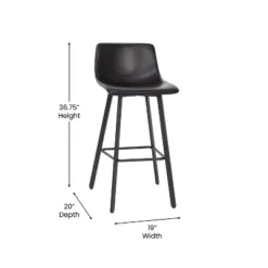 Flash Furniture Caleb Modern Armless 30 Inch Bar Height Commercial Grade Barstools With Footrests And Matte Iron Frames, Set Of 2 -HOMCOM Store GUEST b1195594 f4f9 4d09 8321 2a2d4f880473