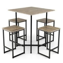 Costway 5-Piece Dining Table Set Kitchen Square Square Space-saving Table Set With Stools -HOMCOM Store GUEST b1a25ba0 a37d 463c aad6 d273e159d395