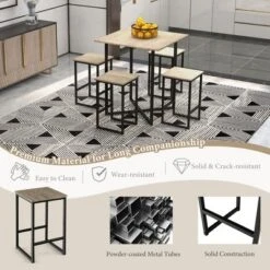 Costway 5-Piece Dining Table Set Kitchen Square Square Space-saving Table Set With Stools -HOMCOM Store GUEST b1a30a27 576b 4ebe 8c25 f4894fa20f7c