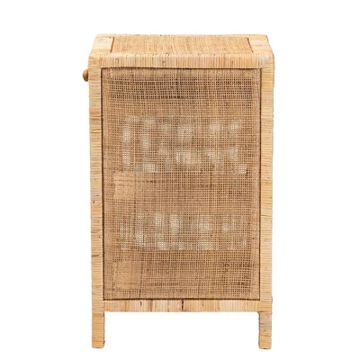 Bella Mahogany Wood And Natural Rattan 1 Drawer Nightstand Natural Brown - Baxton Studio 6 Bella Mahogany Wood And Natural Rattan 1 Drawer Nightstand Natural Brown - Baxton Studio - Image 4