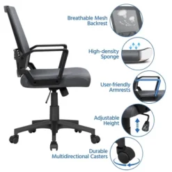 Yaheetech Adjustable Mid-Back Office Chair Computer Chair With Wheels -HOMCOM Store GUEST b1f69a16 4ad7 4fc8 a9f2 f0edb626ae92