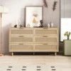 6-Drawer Rattan Dresser For Living Room And Bedroom, Natural - ModernLuxe