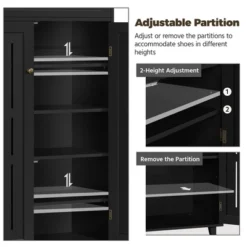 Yaheetech Adjustable 5-Tier Shoe Storage Cabinet With Louvered Door, Black -HOMCOM Store GUEST b28d0c6f 9f95 4710 8e90 0143fb32b6cd