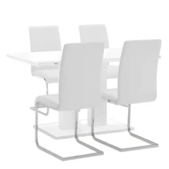 5pc Amanda Rectangular Dining Set White - Armen Living