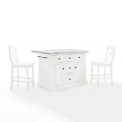 Julia Stainless Steel Top Island With 2 X-Back Stools - Crosley -HOMCOM Store GUEST b39fd0a9 2f73 4662 a06a 3125f9da4646