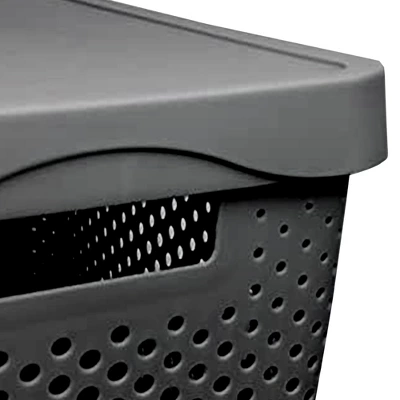 HANAMYA 11 Liter Stackable Lidded Storage Container Multipurpose Bins With Handles For Home And Office Organization, Gray (Set Of 6) 5 HANAMYA 11 Liter Stackable Lidded Storage Container Multipurpose Bins With Handles For Home And Office Organization, Gray (Set Of 6) - Image 3