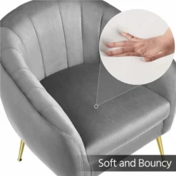 Yaheetech Velvet Accent Armchair Barrel Chair With Metal Legs For Living Room -HOMCOM Store GUEST b4aa58ed 911b 414d 8a36 069c1ffbbe95