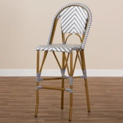 Baxton Studio Ilene Indoor And Outdoor Stackable Bistro Barstool Gray/White - BaxtonStudio -HOMCOM Store GUEST b52cd220 b9d5 49a3 8844 68f74cfdb6b8