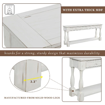 64"L Extra-thick Console Table With Drawers And Shelf-ModernLuxe 8 64"L Extra-thick Console Table With Drawers And Shelf-ModernLuxe - Image 6