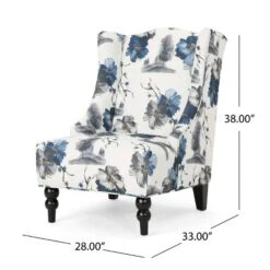 Toddman High-Back Club Chair Floral Print Blue - Christopher Knight Home -HOMCOM Store GUEST b5b8df13 abb3 4d25 9f10 4218e8cad6de