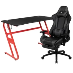 Flash Furniture Gaming Desk And Footrest Reclining Gaming Chair Set With Cup Holder And Headphone Hook -HOMCOM Store GUEST b5df6cf9 c588 460e a42f caf32b4cd9f1