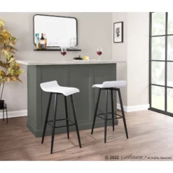 Set Of 2 Ale Faux Leather/Steel Barstools Black/White - LumiSource -HOMCOM Store GUEST b79805b2 8ed2 4fca a6fe 0171b386270f