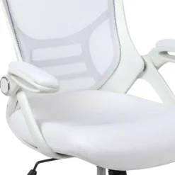 Emma And Oliver High Back White Mesh Ergonomic Office Chair With White Frame And Flip-up Arms -HOMCOM Store GUEST b7e58734 a14e 443a 8221 6fee6b30d794