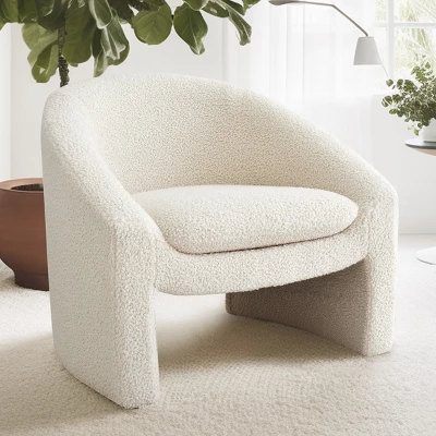 Kiki 32" Wide Contemporary Design Faux Shearling Boasting Streamlined Silhouette Armrest Accent Barrel Chair-The Pop Maison 3 Kiki 32" Wide Contemporary Design Faux Shearling Boasting Streamlined Silhouette Armrest Accent Barrel Chair-The Pop Maison