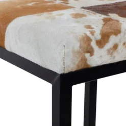 Industrial Cowhide And Metal Bar Height Stool Brown - Olivia & May -HOMCOM Store GUEST b94c157f 9395 4b1f b088 131b327bf1fc