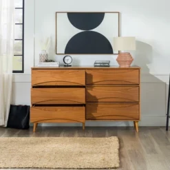 Mid-Century Modern Contoured 6 Drawer Dresser - Saracina Home -HOMCOM Store GUEST ba7b3ae6 3452 443a 9d57 85e8321e0910