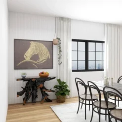 Contemporary Teak Wood Console Table Gold - Olivia & May -HOMCOM Store GUEST baf17049 d2d3 4f48 8097 55b971618c1e