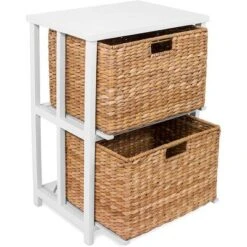 BirdRock Home Seagrass 2-Tier File Cubby Cabinet - Natural -HOMCOM Store GUEST bc293812 1b82 407c 8233 cbcbe22255b0