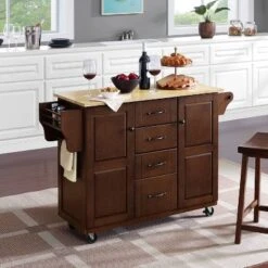 Eleanor Wood Top Kitchen Cart Mahogany/Natural - Crosley -HOMCOM Store GUEST bc293b4c a4ab 4aad 8ee2 25652645e709