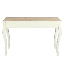 LuxenHome Victorian Off White And Natural Wood Console And Entry Table -HOMCOM Store GUEST bd5c5e93 5c23 4ae6 b4fa 754b49ea849f