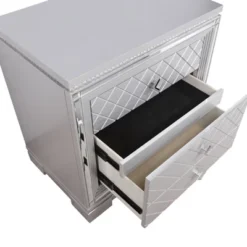 Tenaya 2 Drawer Nightstand With Hidden Drawer And USB Ports Silver - HOMES: Inside + Out -HOMCOM Store GUEST be452c1f 9217 4832 aecc dfdc1d0c3d6f