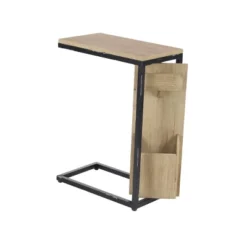 Farmhouse C Shaped Side Table Light Brown/Black - Olivia & May -HOMCOM Store GUEST be901426 f36d 4beb a352 e2957adab804