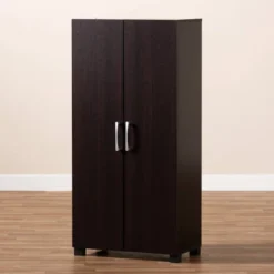 Marine Wenge Finished 2 Door Wood Entryway Shoe Storage Cabinet Brown - Baxton Studio -HOMCOM Store GUEST bed35cb9 c5e8 4160 a548 6c3a0daab2a0