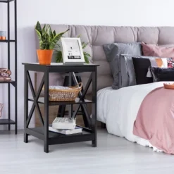 Costway 3-Tier Nightstand End Table Storage Display Shelf Living Room Furniture Espresso NEW -HOMCOM Store GUEST bf17a41f fa51 47c9 94c1 2a3afd99a523