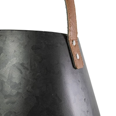 Set Of 2 Handled Baskets Metal & Faux Leather - Foreside Home & Garden 5 Set Of 2 Handled Baskets Metal & Faux Leather - Foreside Home & Garden - Image 3