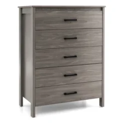 Costway Modern 5 Drawer Chest Storage Dresser Cabinet With Metal Handles Grey Oak -HOMCOM Store GUEST bfcd1ce0 7de5 4e18 a67c b5cbfa63f4d6