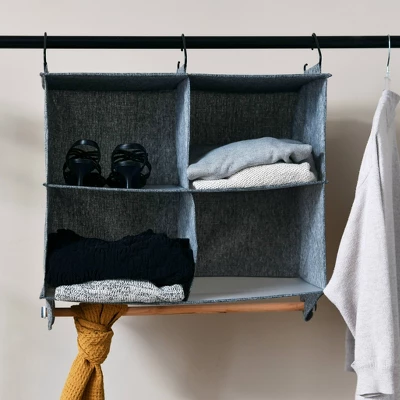 Household Essentials 4 Pocket Wide Organizer With Hangbar Graphite 3 Household Essentials 4 Pocket Wide Organizer With Hangbar Graphite