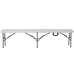 Emma And Oliver 11"W X 72"L Portable Bi-Fold Granite White Folding Bench -HOMCOM Store GUEST c0edc824 eafb 485b ac44 82529908a951