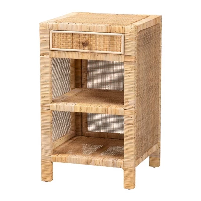 Bella Mahogany Wood And Natural Rattan 1 Drawer Nightstand Natural Brown - Baxton Studio 3 Bella Mahogany Wood And Natural Rattan 1 Drawer Nightstand Natural Brown - Baxton Studio